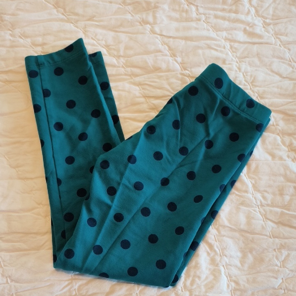 Primary Teal Polka Dot Kids Leggings (8)